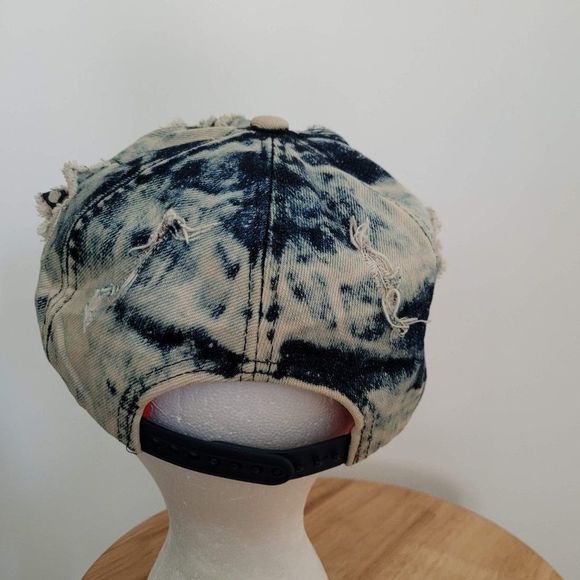 ROST denim hat snap back with distress by design adjustable size - Picture 3 of 14
